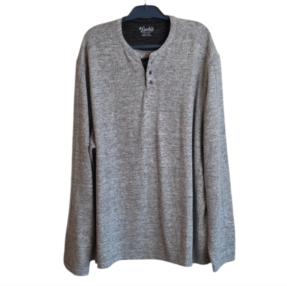 Woodys Mens Henley Heathered Gray  XXL NWOT